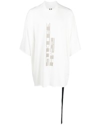 weißes bedrucktes T-Shirt mit einem Rundhalsausschnitt von Rick Owens DRKSHDW