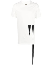 weißes bedrucktes T-Shirt mit einem Rundhalsausschnitt von Rick Owens DRKSHDW