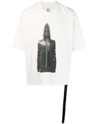 weißes bedrucktes T-Shirt mit einem Rundhalsausschnitt von Rick Owens DRKSHDW