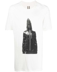 weißes bedrucktes T-Shirt mit einem Rundhalsausschnitt von Rick Owens DRKSHDW