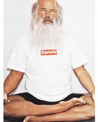 weißes bedrucktes T-Shirt mit einem Rundhalsausschnitt von Supreme