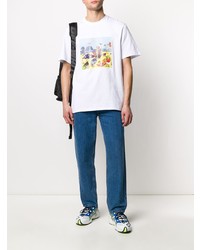 weißes bedrucktes T-Shirt mit einem Rundhalsausschnitt von MSGM