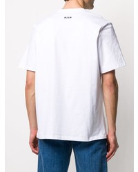 weißes bedrucktes T-Shirt mit einem Rundhalsausschnitt von MSGM