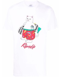 weißes bedrucktes T-Shirt mit einem Rundhalsausschnitt von RIPNDIP