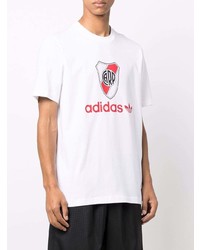 weißes bedrucktes T-Shirt mit einem Rundhalsausschnitt von adidas