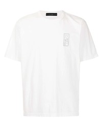 weißes bedrucktes T-Shirt mit einem Rundhalsausschnitt von Roar