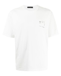weißes bedrucktes T-Shirt mit einem Rundhalsausschnitt von Roar