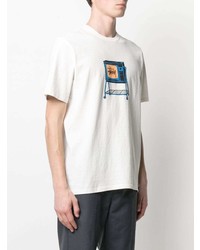 weißes bedrucktes T-Shirt mit einem Rundhalsausschnitt von Stussy