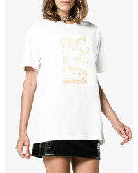 weißes bedrucktes T-Shirt mit einem Rundhalsausschnitt von Jean-Michel Basquiat X Browns