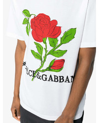 weißes bedrucktes T-Shirt mit einem Rundhalsausschnitt von Dolce & Gabbana