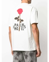 weißes bedrucktes T-Shirt mit einem Rundhalsausschnitt von Palm Angels