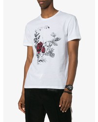 weißes bedrucktes T-Shirt mit einem Rundhalsausschnitt von Alexander McQueen