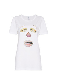 weißes bedrucktes T-Shirt mit einem Rundhalsausschnitt von Rosie Assoulin