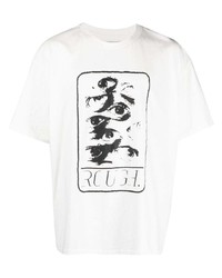 weißes bedrucktes T-Shirt mit einem Rundhalsausschnitt von ROUGH.