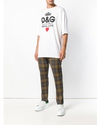 weißes bedrucktes T-Shirt mit einem Rundhalsausschnitt von Dolce & Gabbana