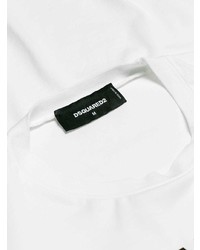 weißes bedrucktes T-Shirt mit einem Rundhalsausschnitt von DSQUARED2