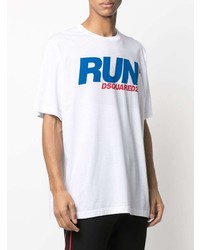 weißes bedrucktes T-Shirt mit einem Rundhalsausschnitt von DSQUARED2