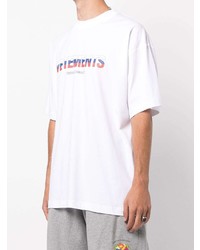 weißes bedrucktes T-Shirt mit einem Rundhalsausschnitt von Vetements