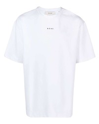 weißes bedrucktes T-Shirt mit einem Rundhalsausschnitt von Róhe