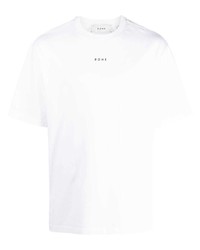 weißes bedrucktes T-Shirt mit einem Rundhalsausschnitt von Róhe