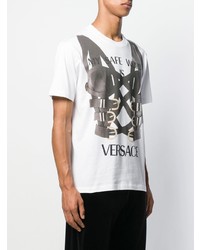 weißes bedrucktes T-Shirt mit einem Rundhalsausschnitt von Versace