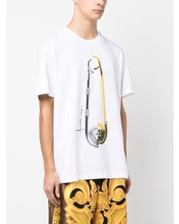 weißes bedrucktes T-Shirt mit einem Rundhalsausschnitt von Versace