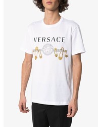 weißes bedrucktes T-Shirt mit einem Rundhalsausschnitt von Versace