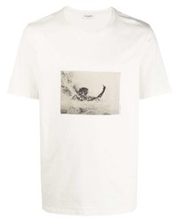 weißes bedrucktes T-Shirt mit einem Rundhalsausschnitt von Saint Laurent