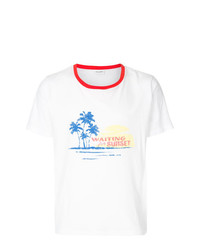 weißes bedrucktes T-Shirt mit einem Rundhalsausschnitt von Saint Laurent