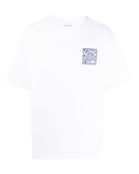 weißes bedrucktes T-Shirt mit einem Rundhalsausschnitt von SAMSOE SAMSOE