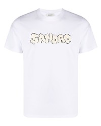 weißes bedrucktes T-Shirt mit einem Rundhalsausschnitt von Sandro