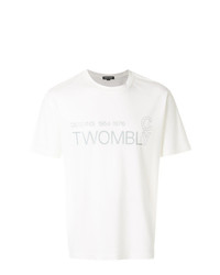 weißes bedrucktes T-Shirt mit einem Rundhalsausschnitt von Sankuanz