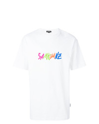 weißes bedrucktes T-Shirt mit einem Rundhalsausschnitt von Sankuanz