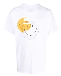 weißes bedrucktes T-Shirt mit einem Rundhalsausschnitt von SASQUATCHfabrix.