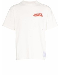 weißes bedrucktes T-Shirt mit einem Rundhalsausschnitt von Satisfy