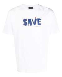 weißes bedrucktes T-Shirt mit einem Rundhalsausschnitt von Save The Duck