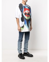 weißes bedrucktes T-Shirt mit einem Rundhalsausschnitt von Charles Jeffrey Loverboy