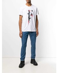 weißes bedrucktes T-Shirt mit einem Rundhalsausschnitt von Just Cavalli