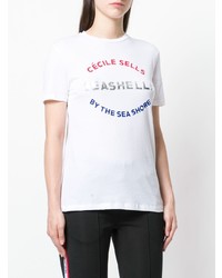 weißes bedrucktes T-Shirt mit einem Rundhalsausschnitt von Être Cécile