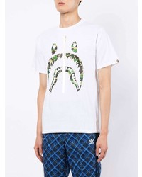 weißes bedrucktes T-Shirt mit einem Rundhalsausschnitt von A Bathing Ape