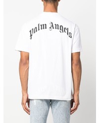 weißes bedrucktes T-Shirt mit einem Rundhalsausschnitt von Palm Angels