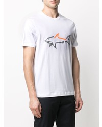 weißes bedrucktes T-Shirt mit einem Rundhalsausschnitt von Paul & Shark