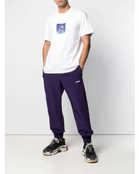 weißes bedrucktes T-Shirt mit einem Rundhalsausschnitt von MSGM