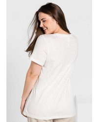 weißes bedrucktes T-Shirt mit einem Rundhalsausschnitt von SHEEGO CASUAL