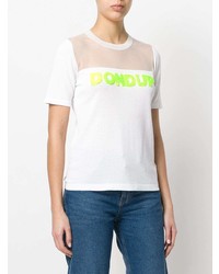 weißes bedrucktes T-Shirt mit einem Rundhalsausschnitt von Dondup