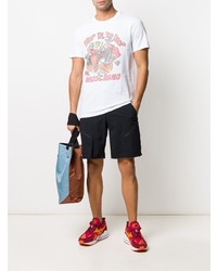 weißes bedrucktes T-Shirt mit einem Rundhalsausschnitt von Moschino