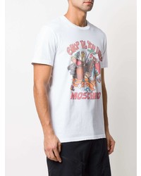 weißes bedrucktes T-Shirt mit einem Rundhalsausschnitt von Moschino