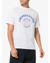 weißes bedrucktes T-Shirt mit einem Rundhalsausschnitt von JW Anderson