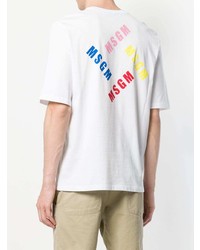 weißes bedrucktes T-Shirt mit einem Rundhalsausschnitt von MSGM