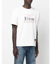 weißes bedrucktes T-Shirt mit einem Rundhalsausschnitt von Evisu